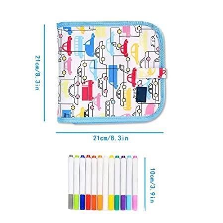 Reusable Drawing Plain Black Magic Pads for Kids Without Trace Paper (1 Book + 12 Color Pen + 2 Wet Tissue)