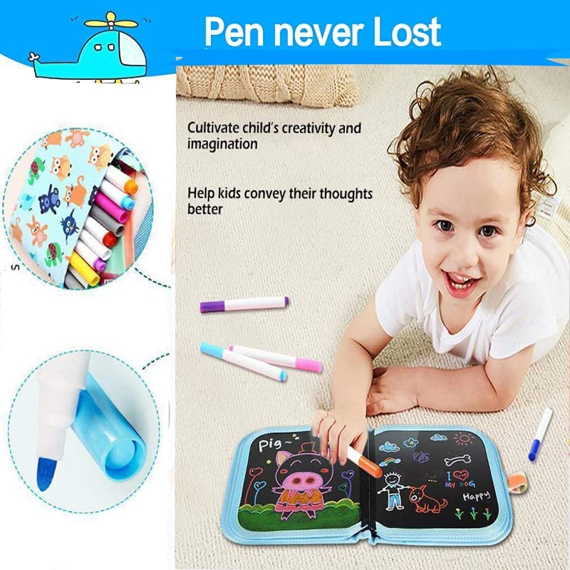 Erasable Magic Drawing Kit for Kids Drawing Book with Wet Wipes & Colors